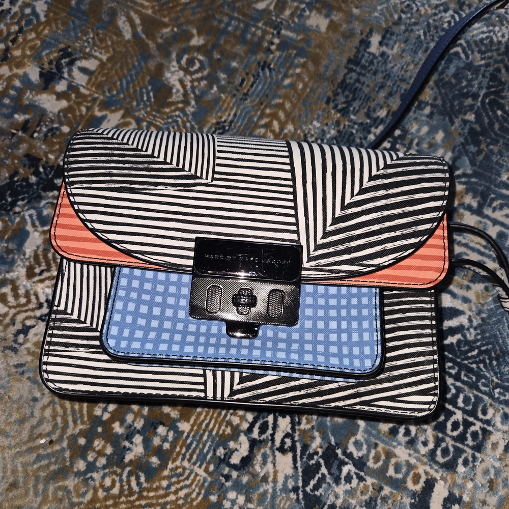 Marc Jacobs Striped and Checkered Women's Bag - Black, White, Blue, and Red